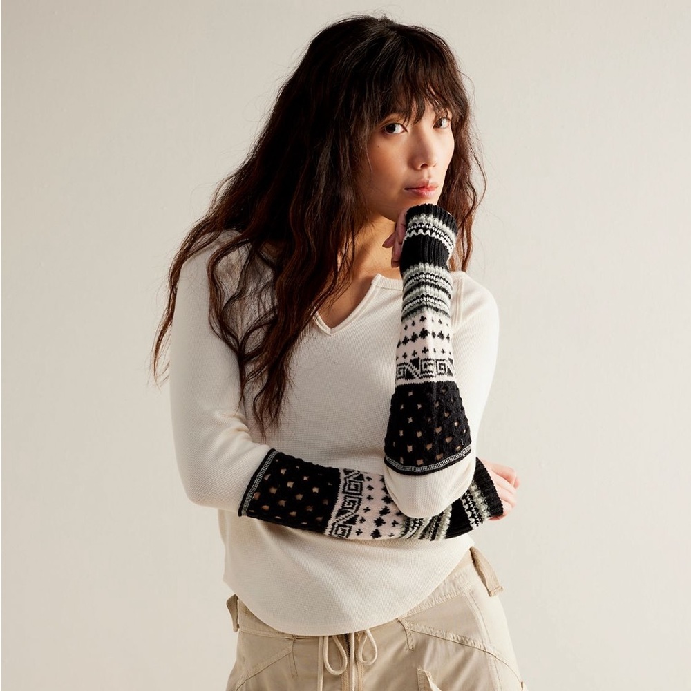 Cozy Craft Cuff We The Free Sz M White Combo Thermal Top